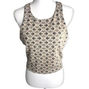 Free Press Beige / Black Patterned Sleeveless Crop Tank Top
